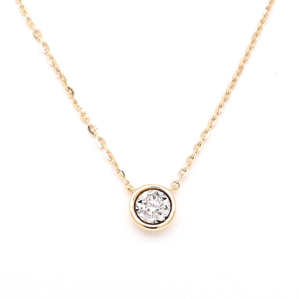 graziella 14KT Yellow Gold 18" 0.05CT Diamond Bezel Set Necklace
