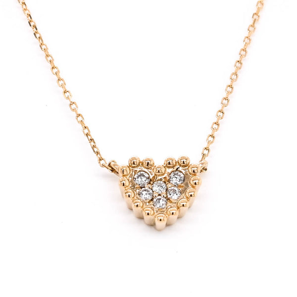 graziella 14KT Yellow Gold 18" 0.06CTW Diamond Heart Necklace