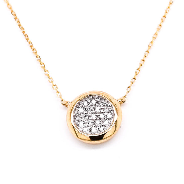 graziella 14KT Yellow Gold 18" 0.07CTW Diamond Disc Necklace