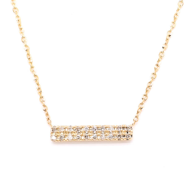 graziella 14KT Yellow Gold 18"0.09CTW Diamond Bar Necklace