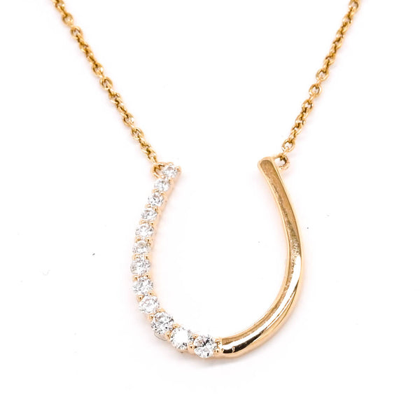 graziella 14KT Yellow Gold 18" 0.09CTW Diamond Horse Show Necklace