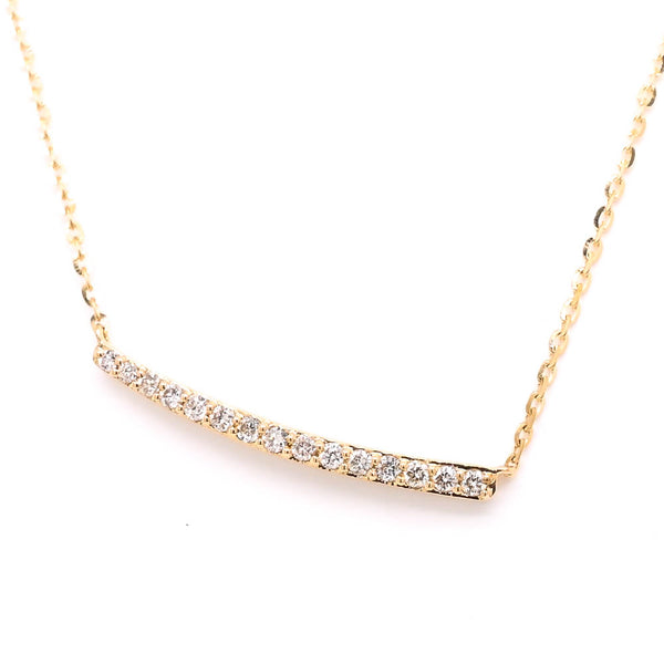 graziella 14KT Yellow Gold 18" 0.10CTW Diamon Curved Bar Necklace