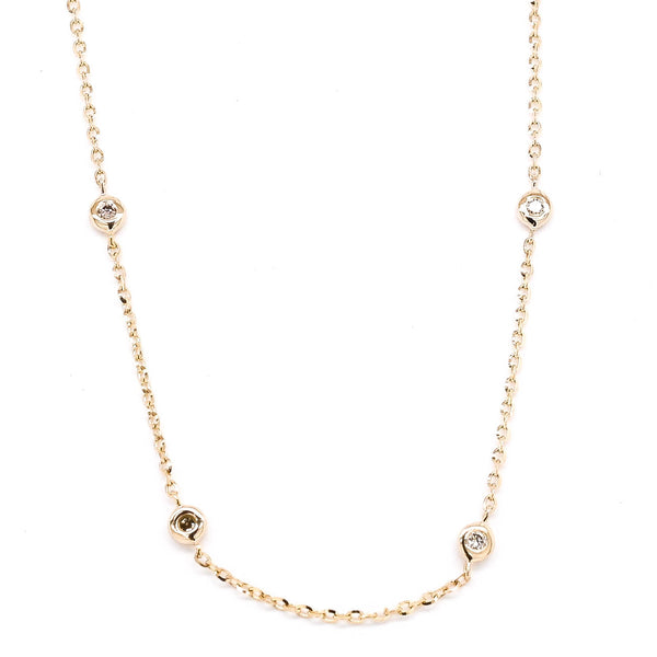graziella 14KT Yellow Gold 18" 0.10CTW Diamonds By The Yard Necklace