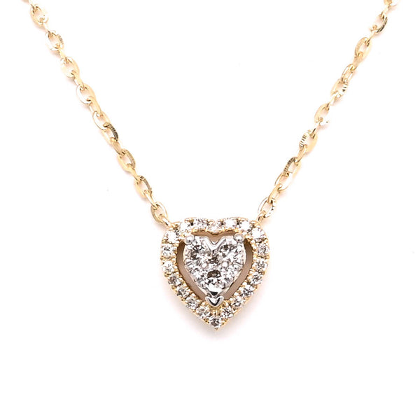 graziella 14KT Yellow Gold 18" 0.12CTW Diamond Heart Necklace