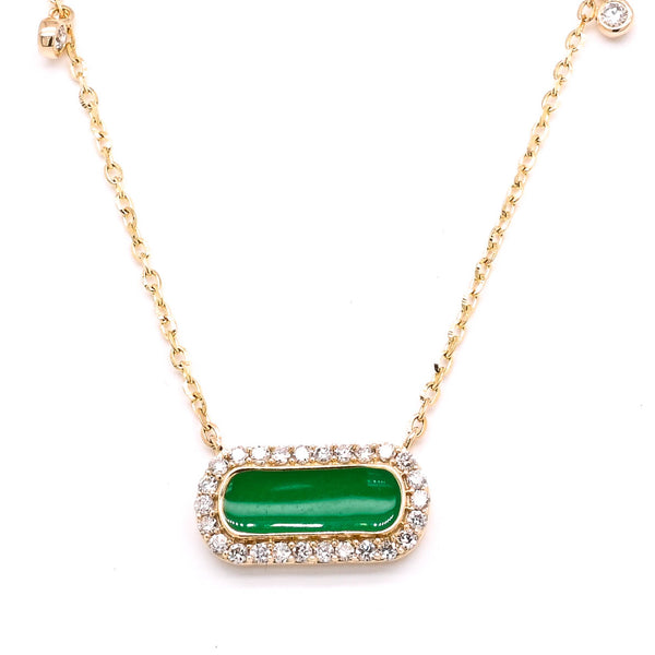 graziella 14KT Yellow Gold 18" 0.13CTW Diamond & Green Enamel Necklace
