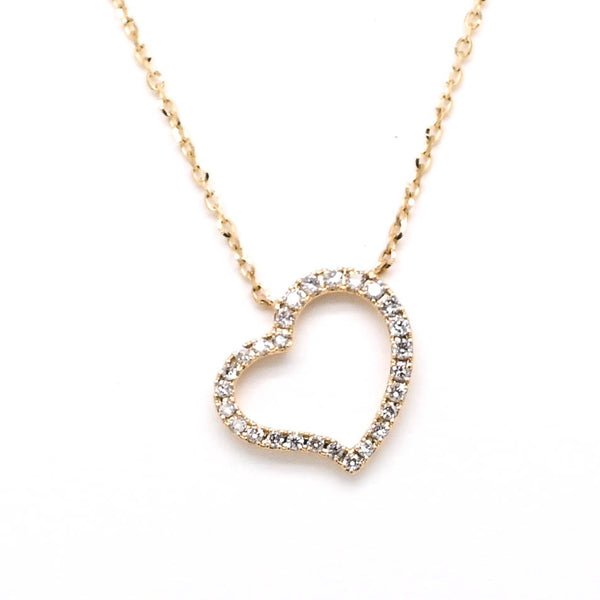 graziella 14KT Yellow Gold 18" 0.13CTW Diamond Heart Necklace