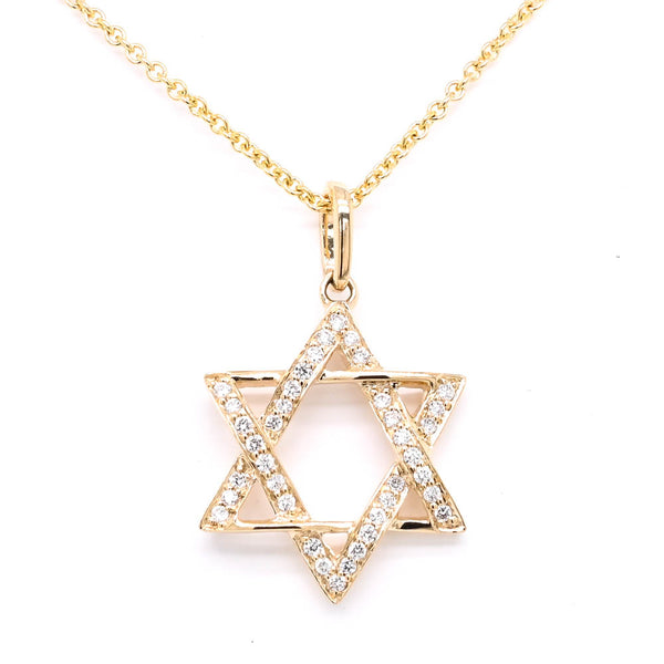 graziella 14KT Yellow Gold 18" 0.14CTW Diamond Star Of David Necklace