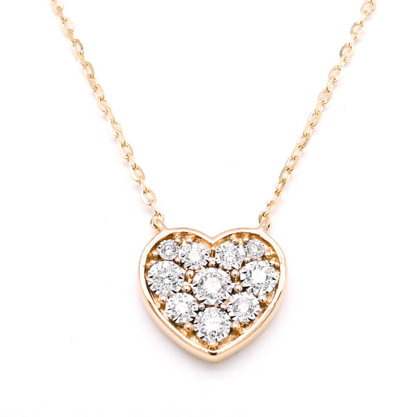 graziella 14KT Yellow Gold 18" 0.17CTW Diamond Heart Necklace