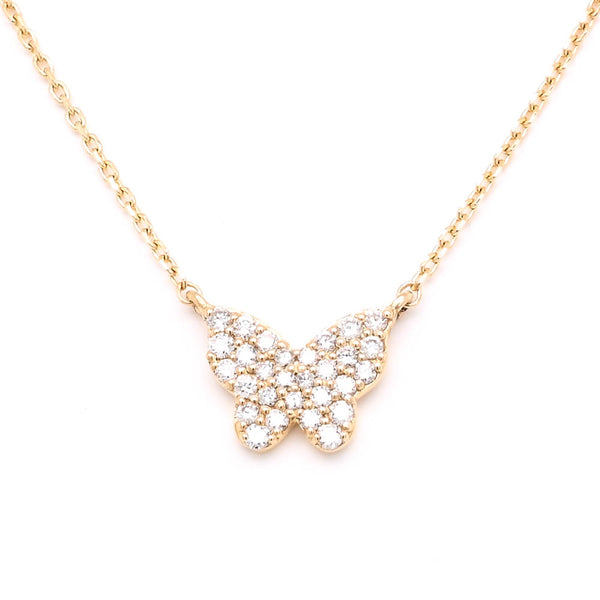 graziella 14KT Yellow Gold 18" 0.18CTW Diamond Butterfly Necklace