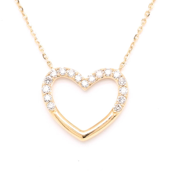 graziella 14KT Yellow Gold 18" 0.18CTW Diamond Heart Necklace