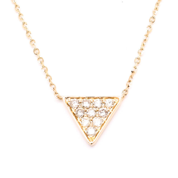 graziella 14KT Yellow Gold 18" 0.18CTW Diamond Triangle Necklace
