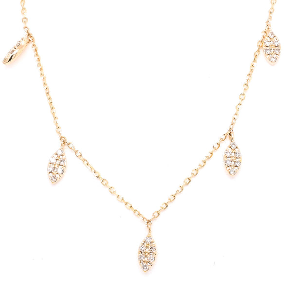 graziella 14KT Yellow Gold 18" 0.19CTW Diamond Leaves Necklace