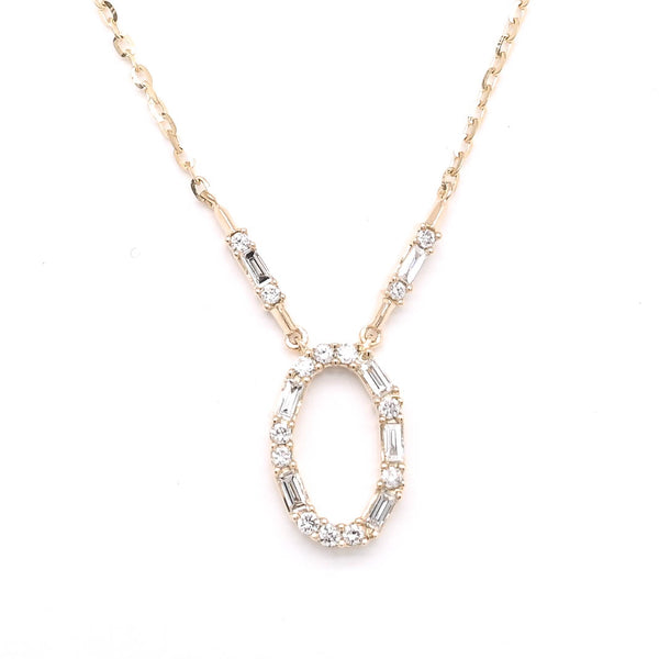 graziella 14KT Yellow Gold 18" 0.21CTW Diamond Oval Shape Necklace