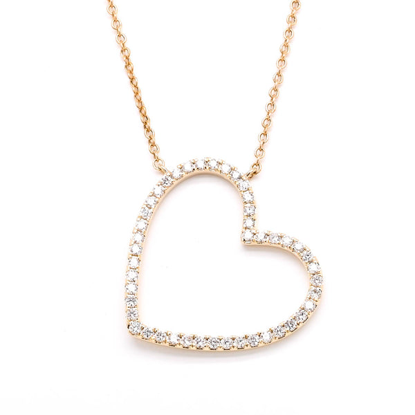 graziella 14Kt Yellow Gold 18" 0.24CTW Diamond Heart Necklace