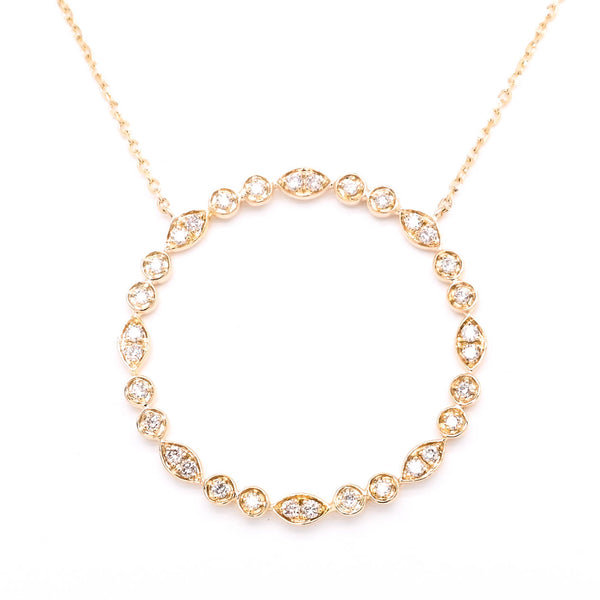 graziella 14KT Yellow Gold 18" 0.25CTW Circle of Love Diamond Necklace