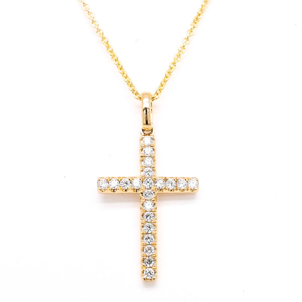 graziella 14KT Yellow Gold 18" 0.25CTW Diamond Cross Necklace
