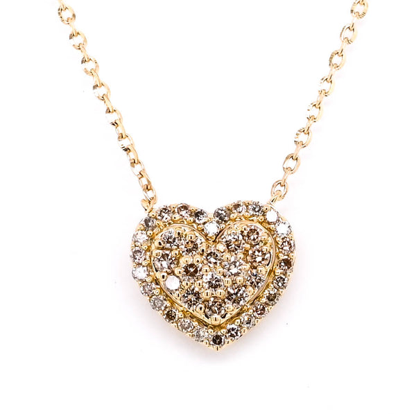 graziella 14KT Yellow Gold 18" 0.28CTW Diamond Heart Necklace
