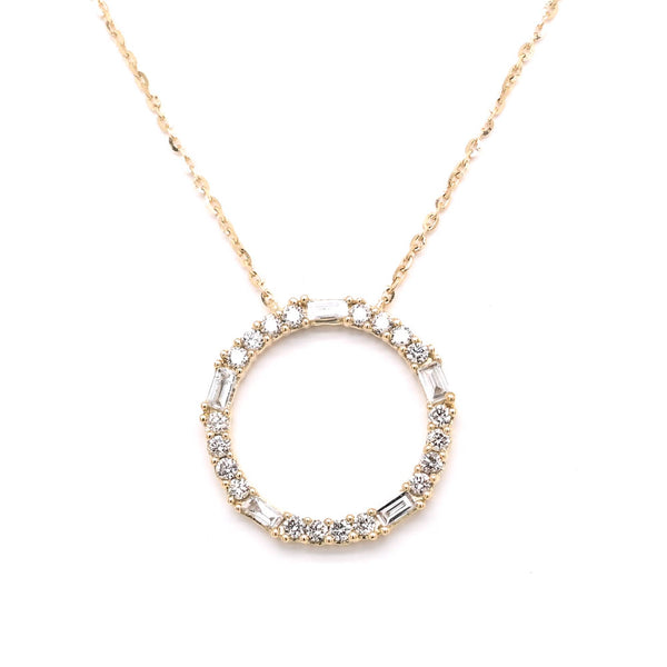 graziella 14KT Yellow Gold 18" 0.29CTW Diamond Circle Of Love Necklace