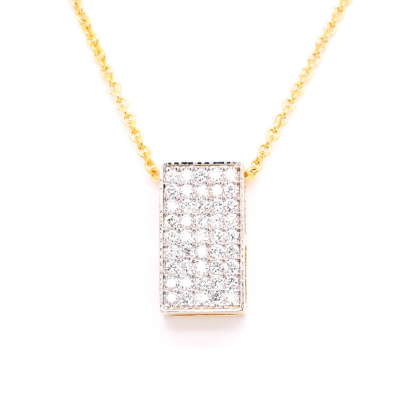 graziella 14KT Yellow Gold 18" 0.32CTW Diamond Rectangle Necklace