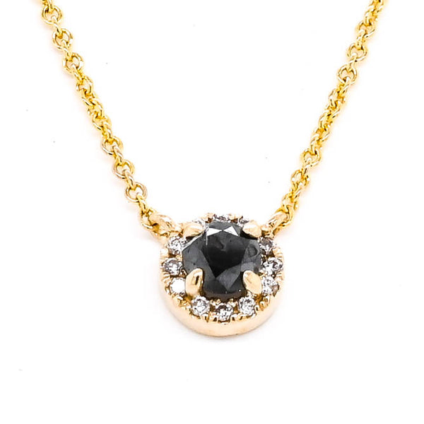 graziella 14KT Yellow Gold 18" 0.35CTW Black & White diamond Halo Set Necklace