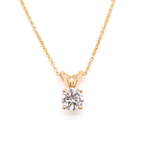 graziella 14KT Yellow Gold 18" 0.48CT Round Brilliant Diamond Solitaire Necklace