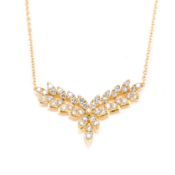 graziella 14KT Yellow Gold 18" 0.56CTW SI G-H Colour Diamond Leaf Necklace