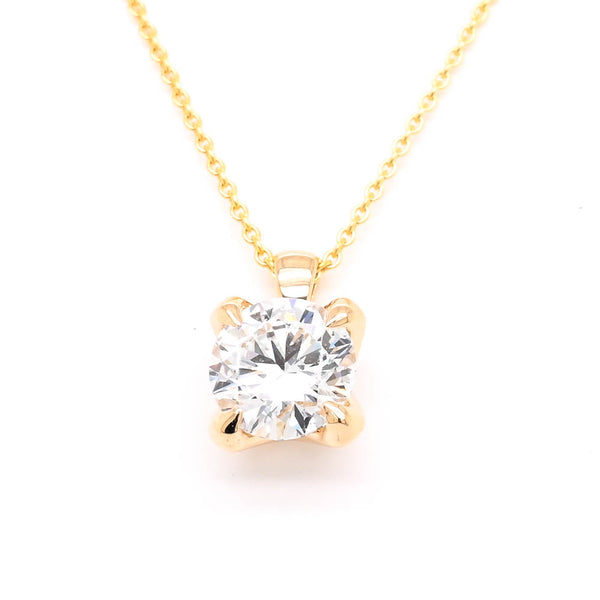 graziella 14KT Yellow Gold 18" 1.20CTW Round Brillint Lab Grown Diamond Solitaire Necklace