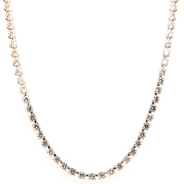 graziella 14KT Yellow Gold 18" 14.00CTW VS2 F Colour Lab Grown Diamond Tennis Necklace