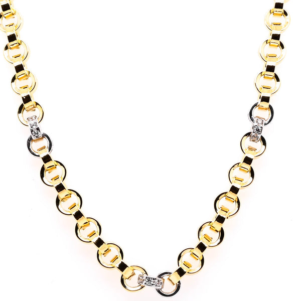 graziella 14KT Yellow Gold 18" 6.5mm C.Z Link Necklace