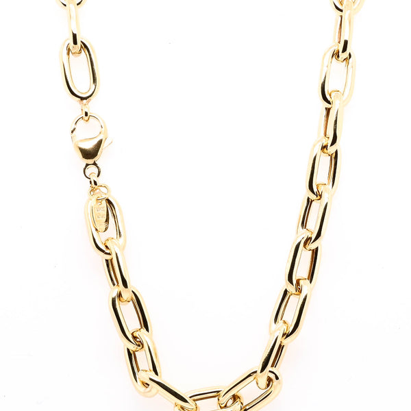 graziella 14KT Yellow Gold 18" 7mm Oval Paperclip Chain