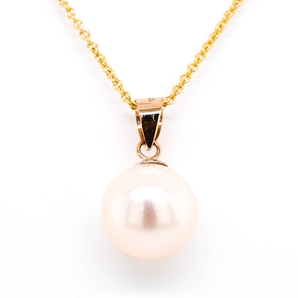 graziella 14KT Yellow Gold 18" 9.7MM Cultured Pearl Necklace