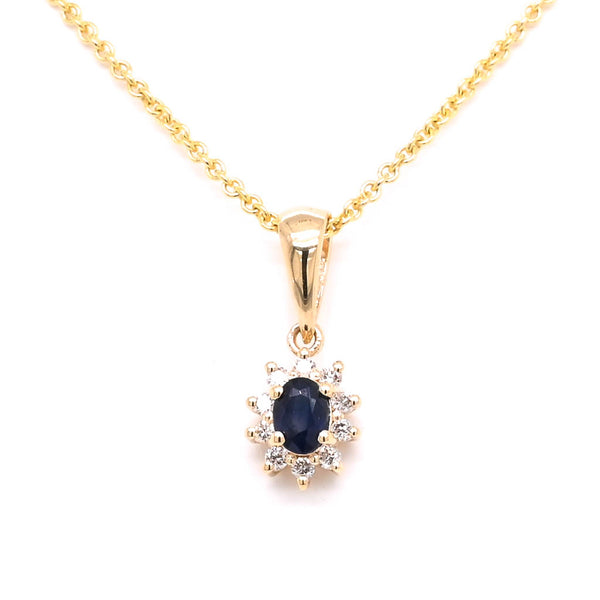 graziella 14KT Yellow Gold 18" Blue Sapphire & Diamond Necklace