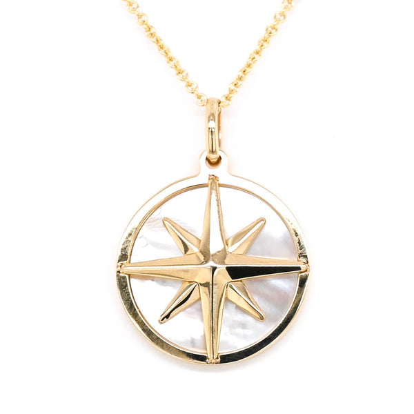 graziella 14KT Yellow Gold 18" Mother of Pearl North Star Necklace