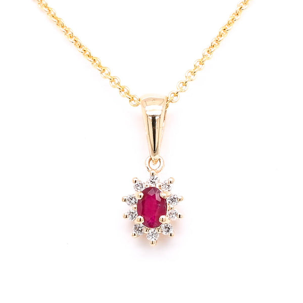 graziella 14KT Yellow Gold 18" Ruby & Diamond Necklace