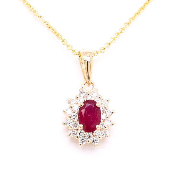 graziella 14KT Yellow Gold 18" Ruby & Diamond Necklace