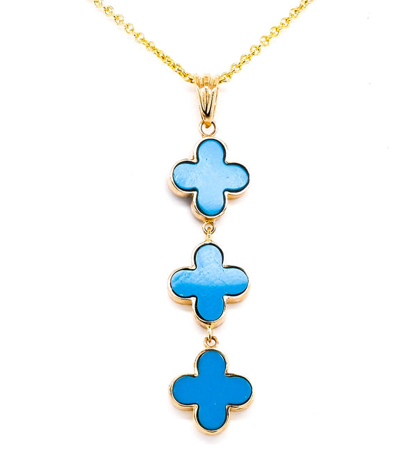 graziella 14KT Yellow Gold 18" Turquoise & Lapis Reversabel Necklace