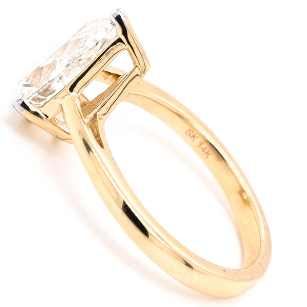 Graziella 14KT Yellow Gold 2.00CT Pear Shape Lab Grown Diamond Solitaire Engagement Ring