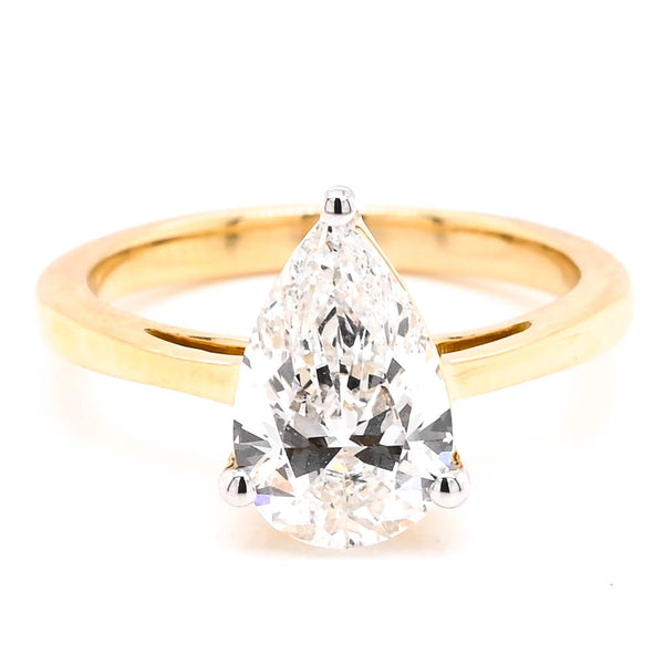 graziella 14KT Yellow Gold 2.00CT Pear shape Lab Grown Diamond Solitaire Engagement Ring