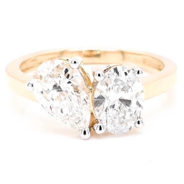 graziella 14KT Yellow Gold 2.00CTW Pear & Oval Shape Lab Grown Diamond Ring