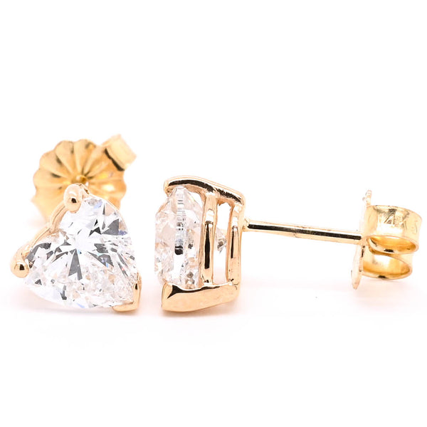 graziella 14KT Yellow Gold 2.04CTW VS- SI1 E-F Colour Heart shaped LAB GROWN Diamond Stud Earrings