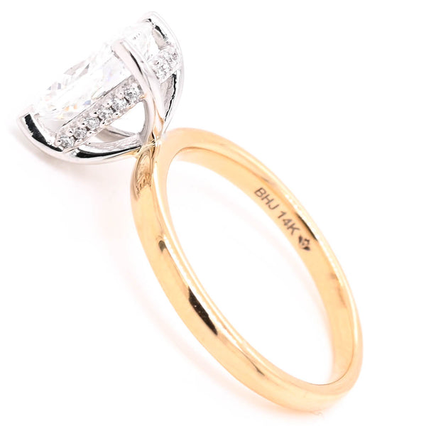 Graziella 14KT Yellow Gold 2.10CTW Cushion Cut Lab Grown Diamond Hidden Halo Engagemet Ring