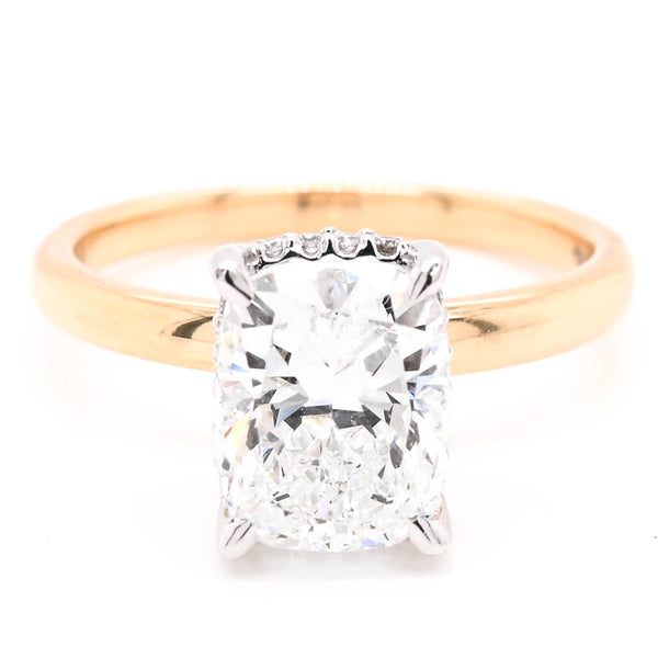 graziella 14KT Yellow Gold 2.10CTW Cushion Cut Lab Grown Diamond Hidden Halo Engagemet Ring