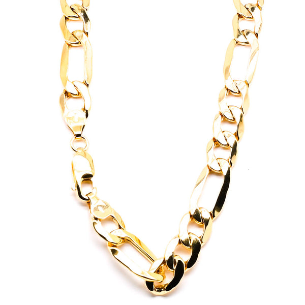 graziella 14KT Yellow Gold 22" 8mm Hollow Figaro Chain