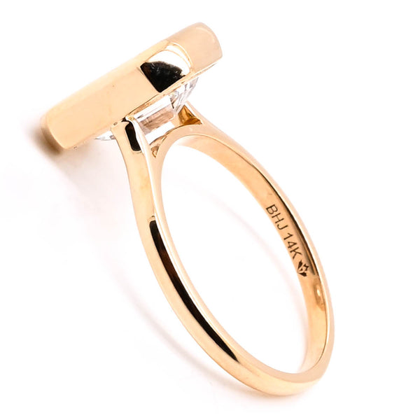 Graziella 14KT Yellow Gold 3.00CT Emerald Shape LAB Created Bezel Set Diamond Solitaire Engagement Ring