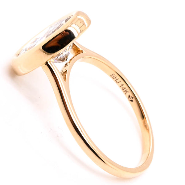 Graziella 14KT Yellow Gold 3.00CT Oval Shape LAB Created Bezel Set Diamond Solitaire Engagement Ring