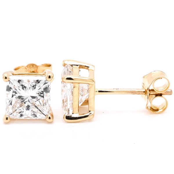graziella 14KT Yellow Gold 3.00CTW Princess Cut Lab Grown Diamond Stud Earings