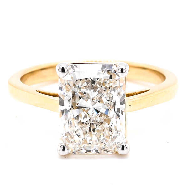 graziella 14KT Yellow Gold 3.01CT Radiant Cut Lab Grown Diamond Solitaire Engagement Ring