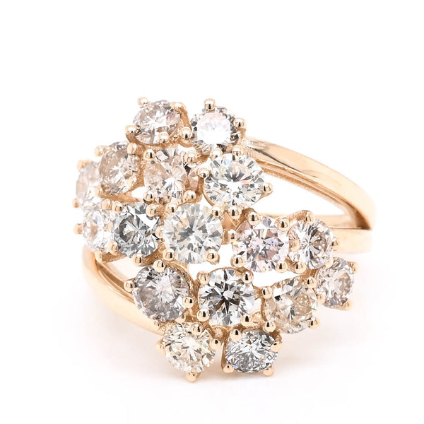 graziella 14KT Yellow Gold 3.01CTW Diamond Cluster Celebration Ring