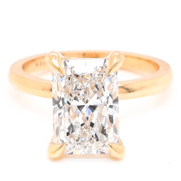 graziella 14KT Yellow Gold 3.37CT Radiant Cut LAB GROWN Diamond Solitaire Engagement Ring