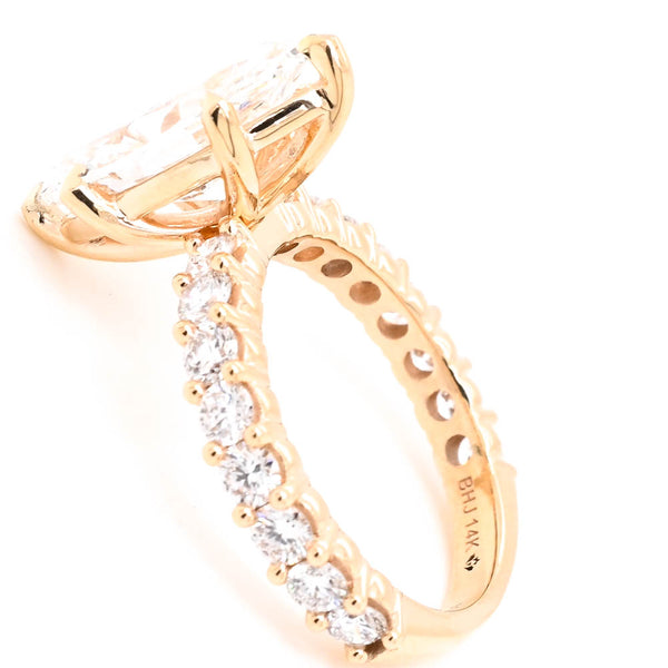 Graziella 14KT Yellow Gold 4.00CTW Marquise Shape LAB Created Diamond Engagement Ring